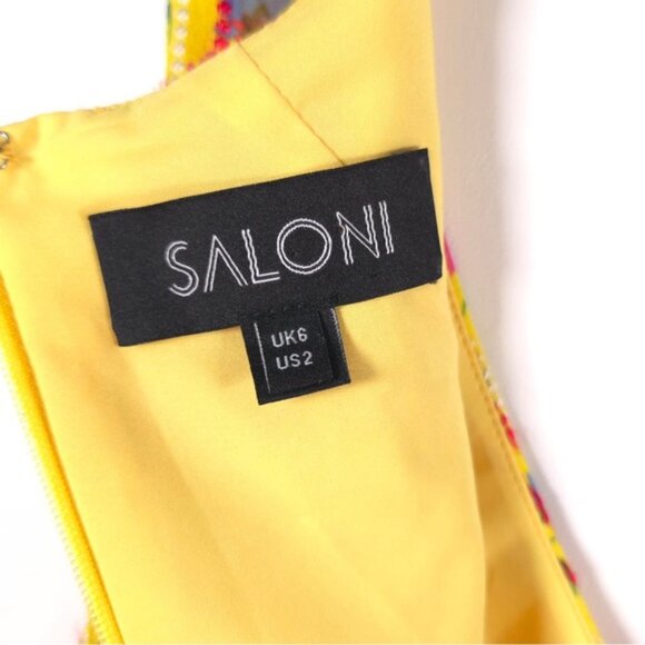 SALONI SILK Blend‎ Rosalind Floral V-neck Ruffled Chiffon Midi Dress Size 2 - Picture 8 of 16